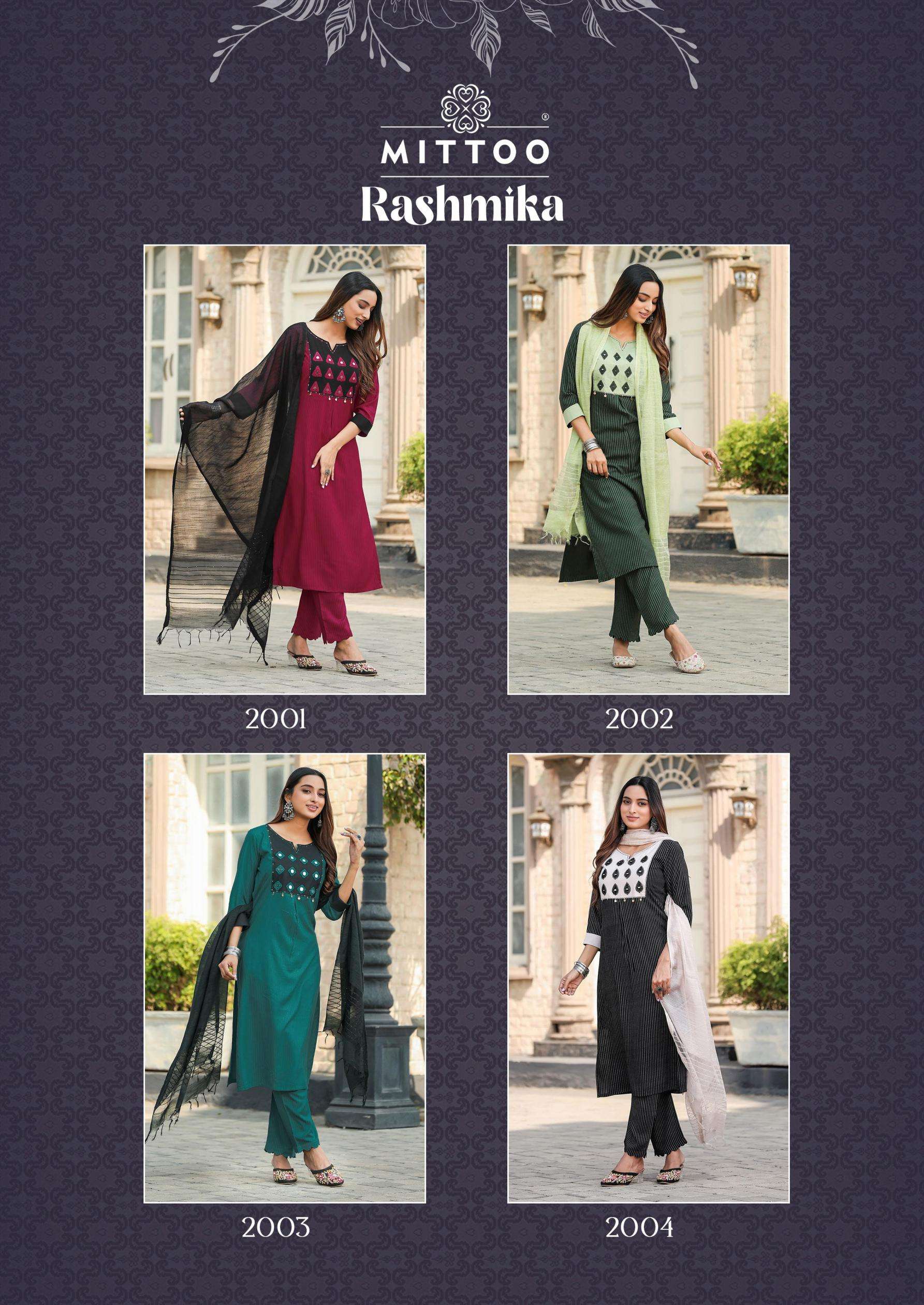 Mittoo Presents Rashmika Rayon Readymade Printed Kurti Pant With Dupatta Catalog Wholesaler And Exporter In Surat