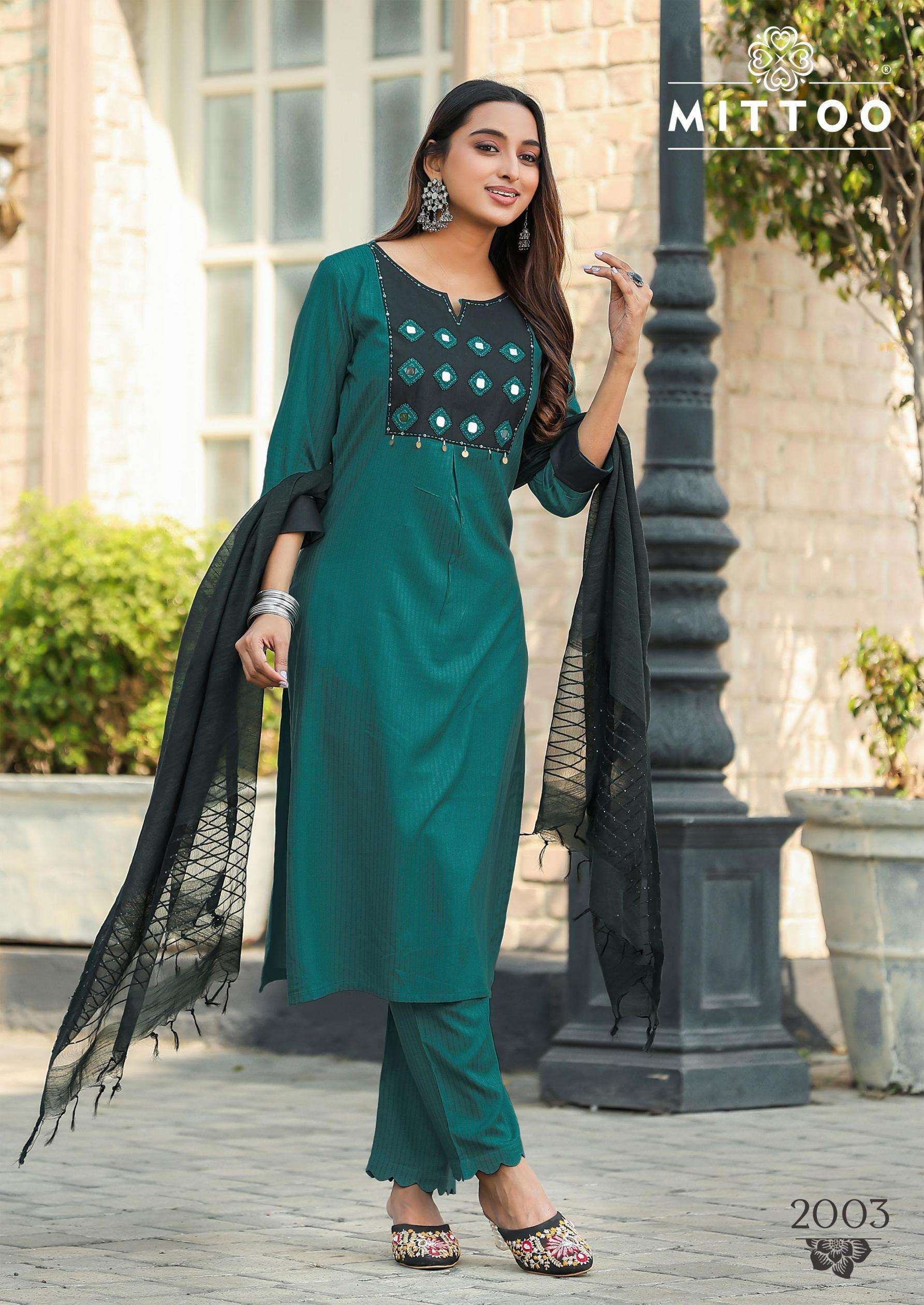 Mittoo Presents Rashmika Rayon Readymade Printed Kurti Pant With Dupatta Catalog Wholesaler And Exporter In Surat