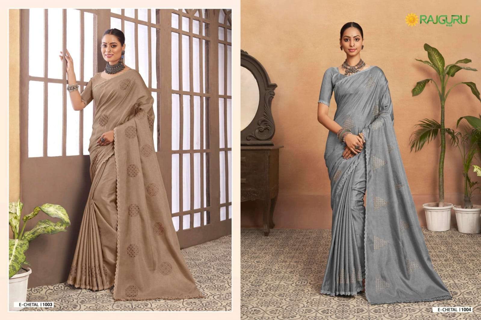 RAJGURU PRESENTS E-CHETAL FANCY SAREES CATALOG WHOLESALER AND EXPORTER 