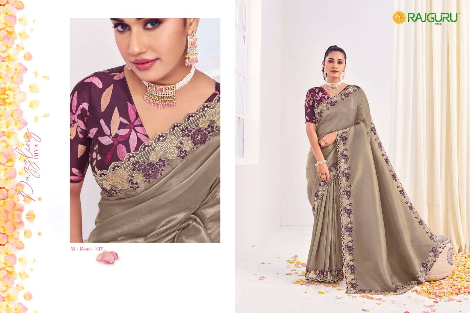 RAJGURU PRESENTS RAANI FANCY PARTY WEAR SAREES CATALOG WHOLESALER AND EXPORTER 