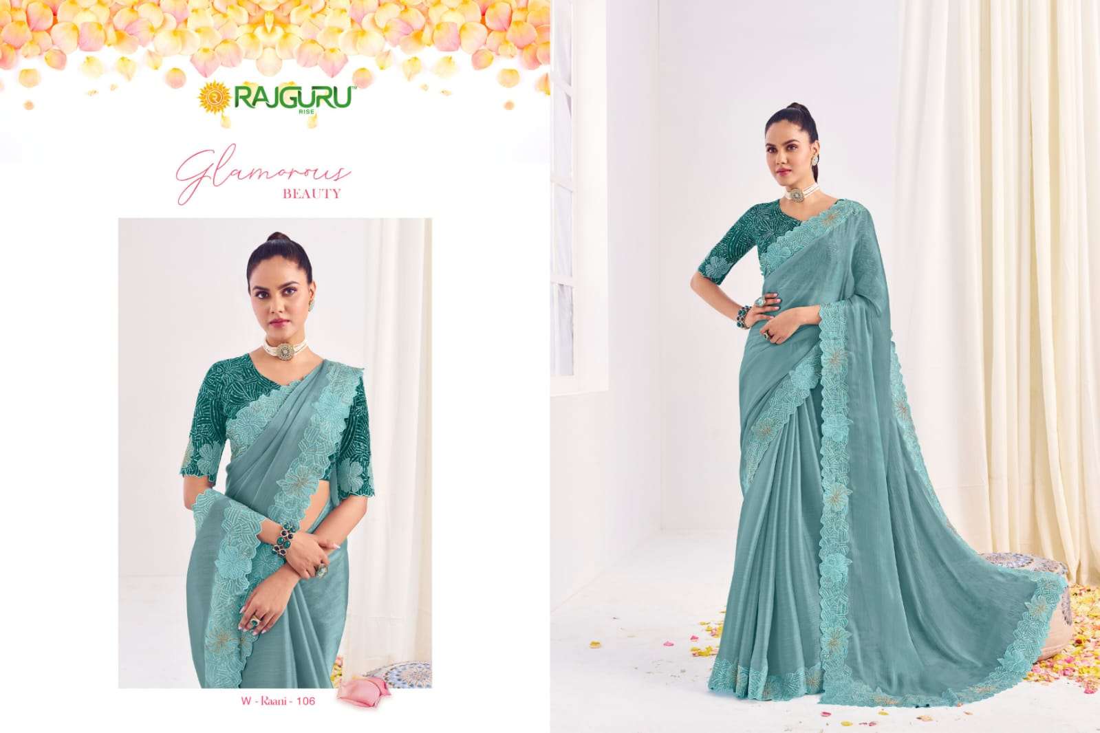 RAJGURU PRESENTS RAANI FANCY PARTY WEAR SAREES CATALOG WHOLESALER AND EXPORTER 