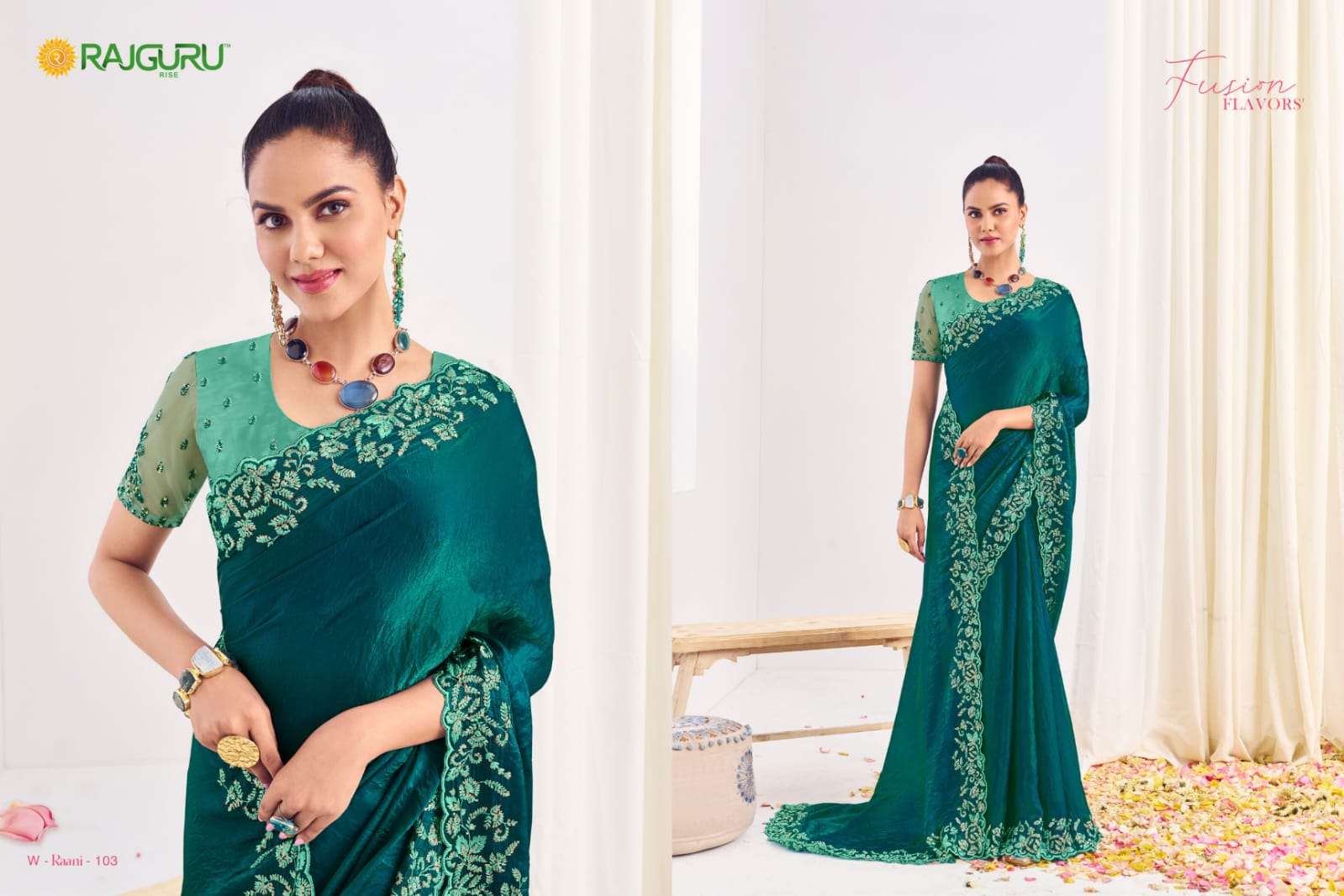 RAJGURU PRESENTS RAANI FANCY PARTY WEAR SAREES CATALOG WHOLESALER AND EXPORTER 