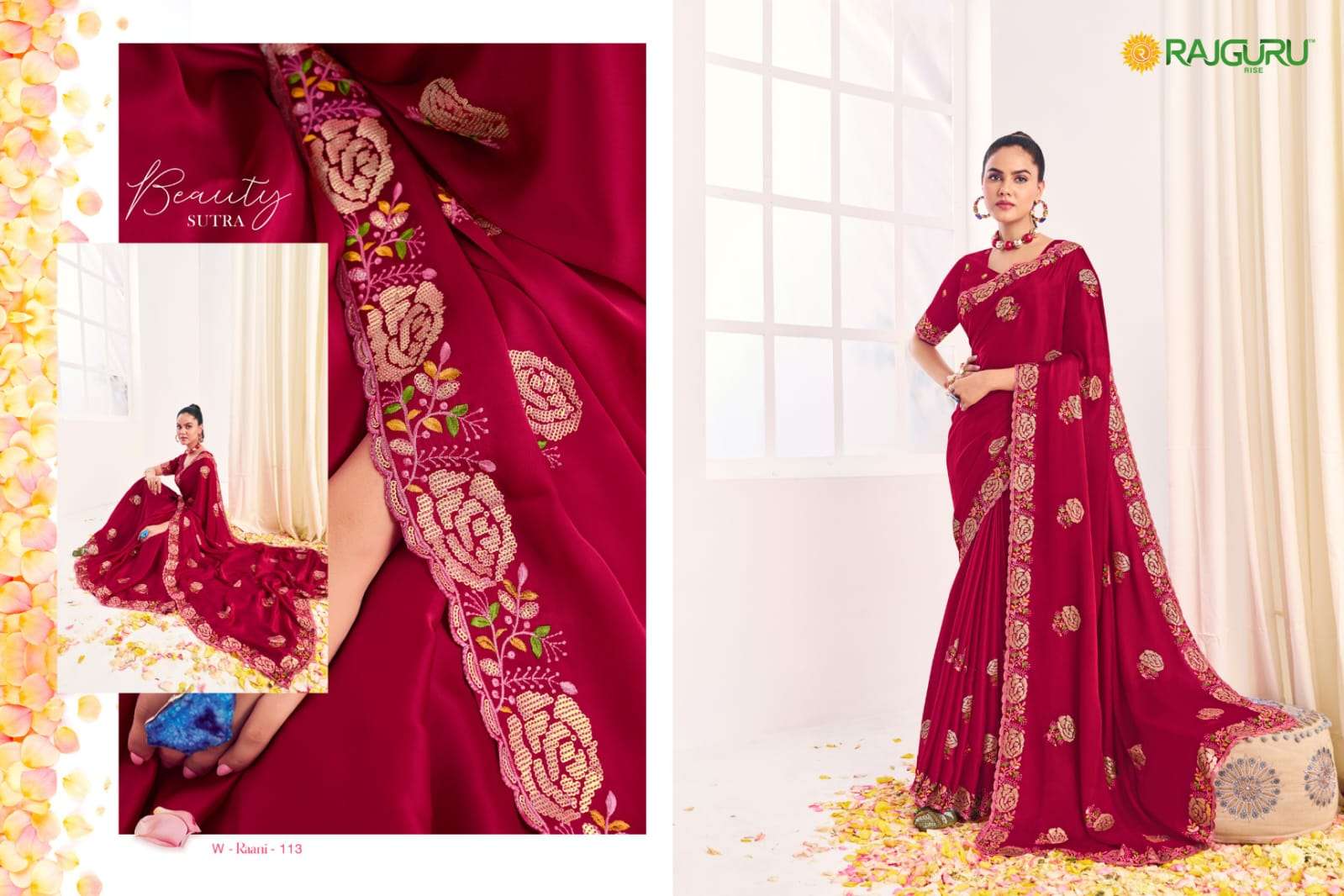 RAJGURU PRESENTS RAANI FANCY PARTY WEAR SAREES CATALOG WHOLESALER AND EXPORTER 