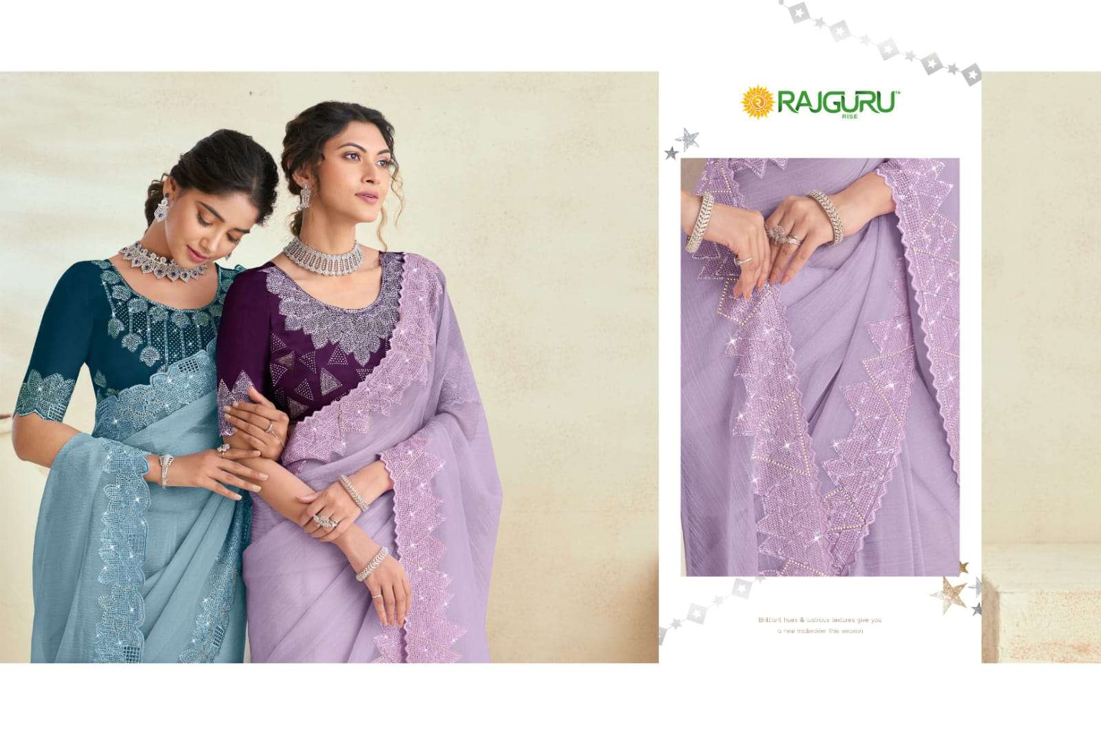RAJGURU PRESENTS RESHAM FANCY PARTY WEAR SAREES CATALOG WHOLESALER AND EXPORTER 