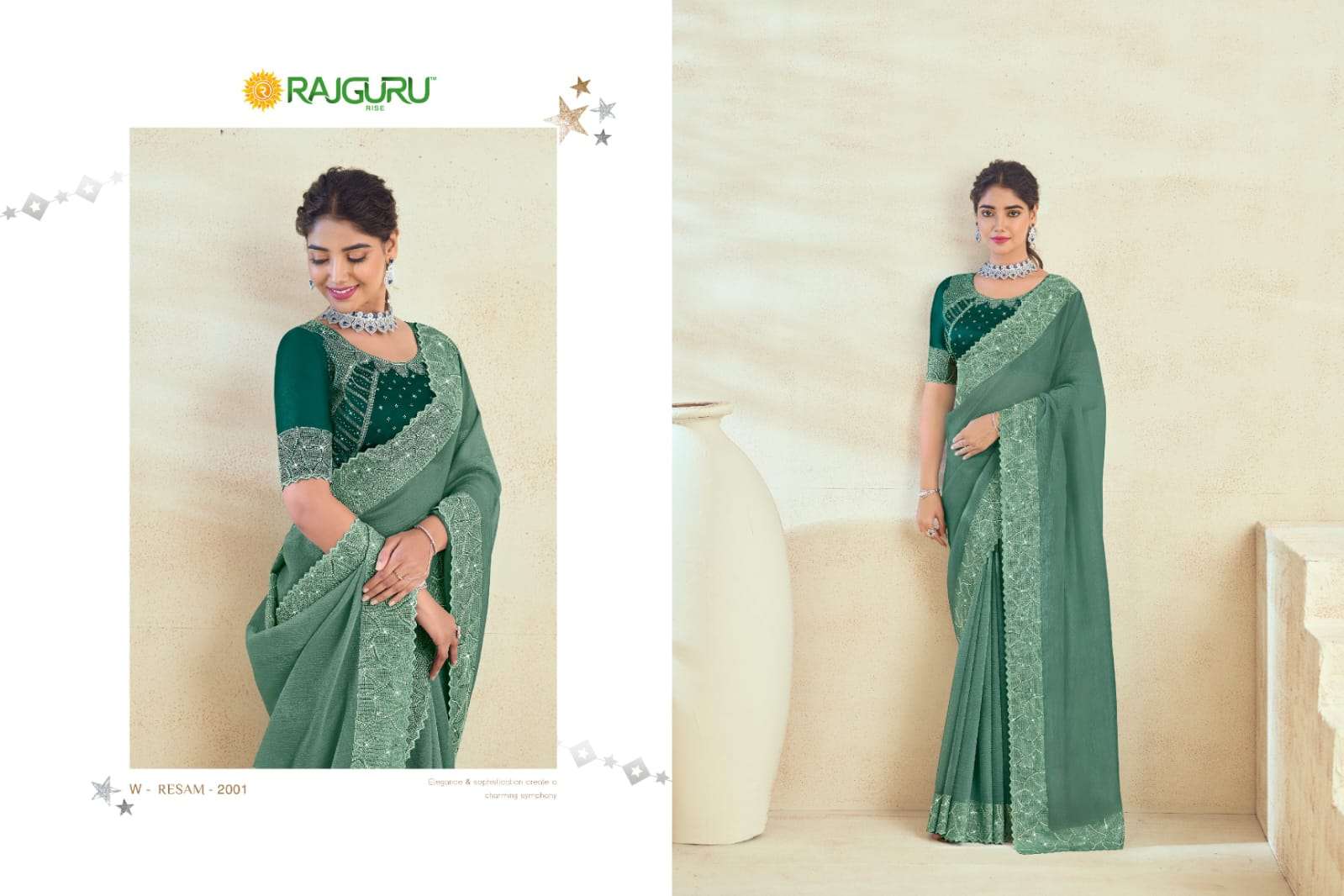 RAJGURU PRESENTS RESHAM FANCY PARTY WEAR SAREES CATALOG WHOLESALER AND EXPORTER 
