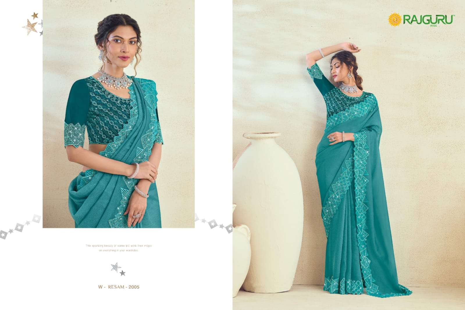 RAJGURU PRESENTS RESHAM FANCY PARTY WEAR SAREES CATALOG WHOLESALER AND EXPORTER 