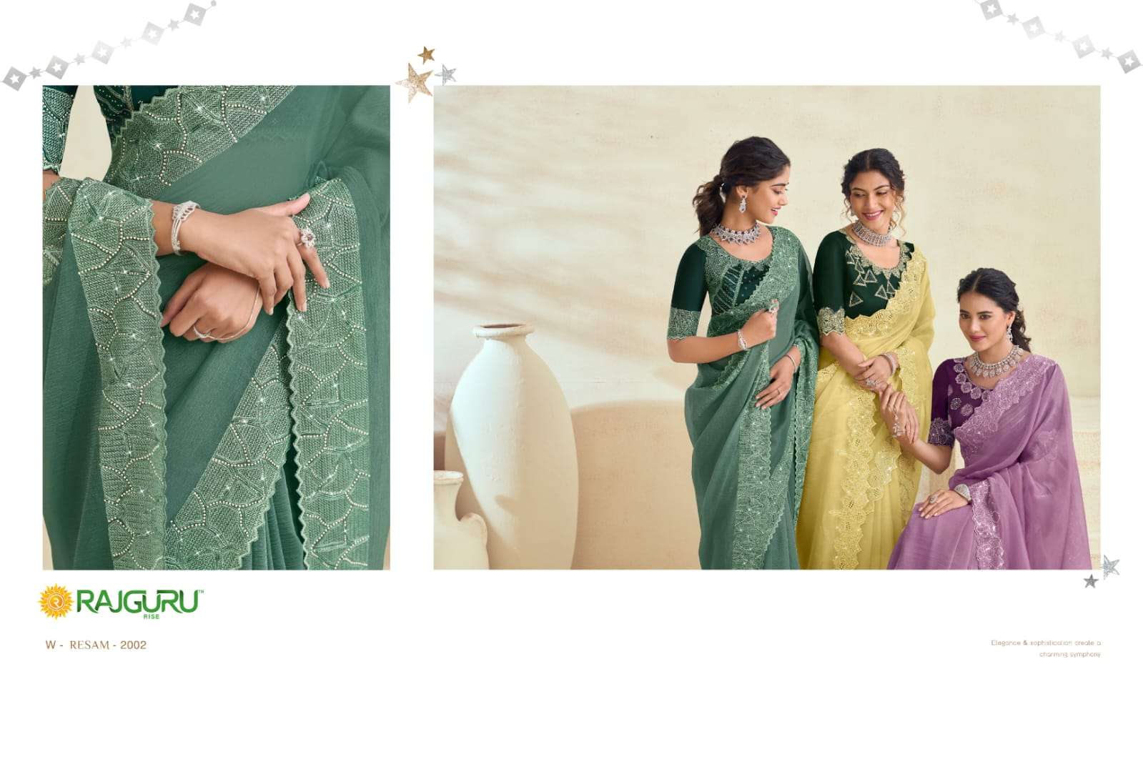 RAJGURU PRESENTS RESHAM FANCY PARTY WEAR SAREES CATALOG WHOLESALER AND EXPORTER 