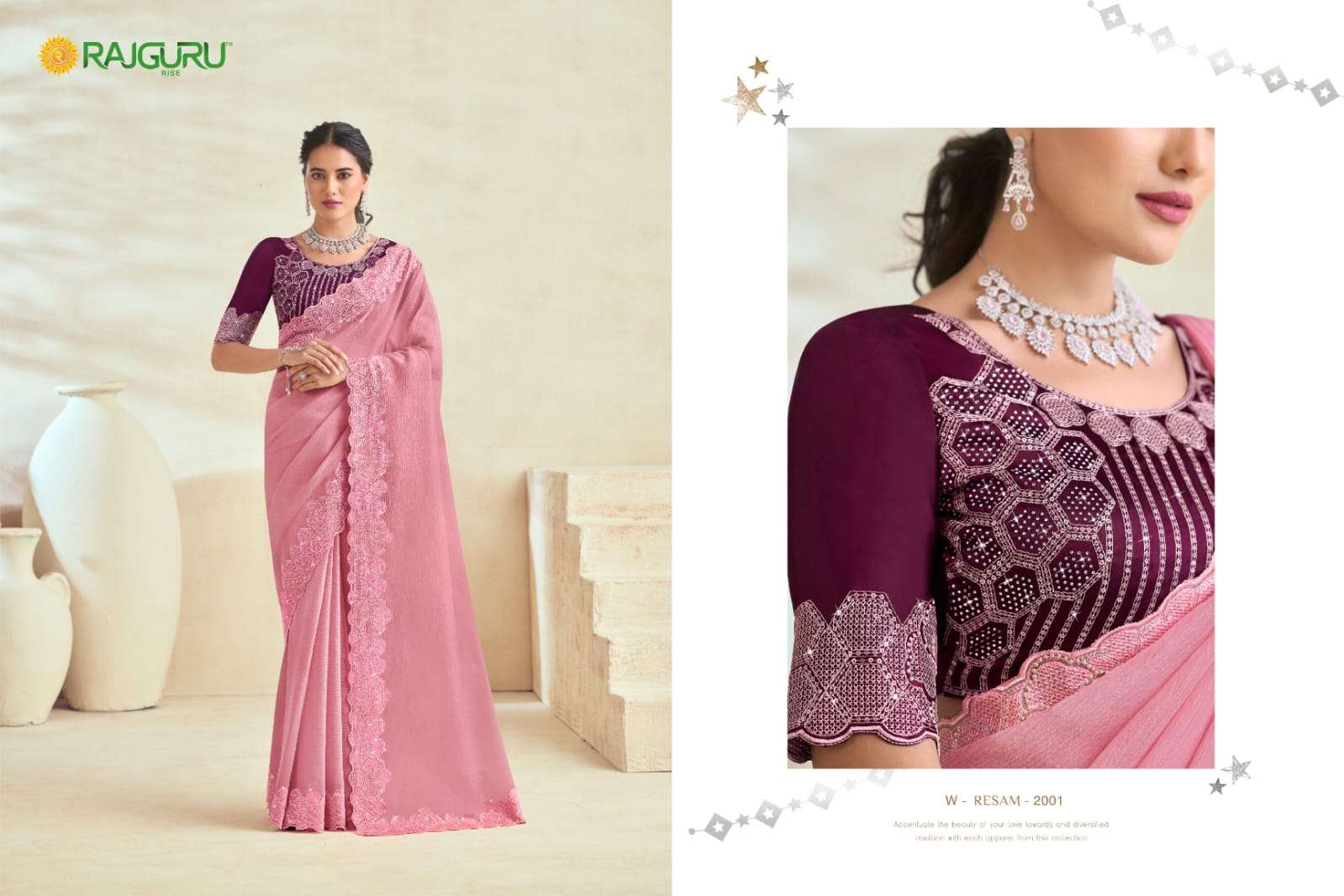 RAJGURU PRESENTS RESHAM FANCY PARTY WEAR SAREES CATALOG WHOLESALER AND EXPORTER 
