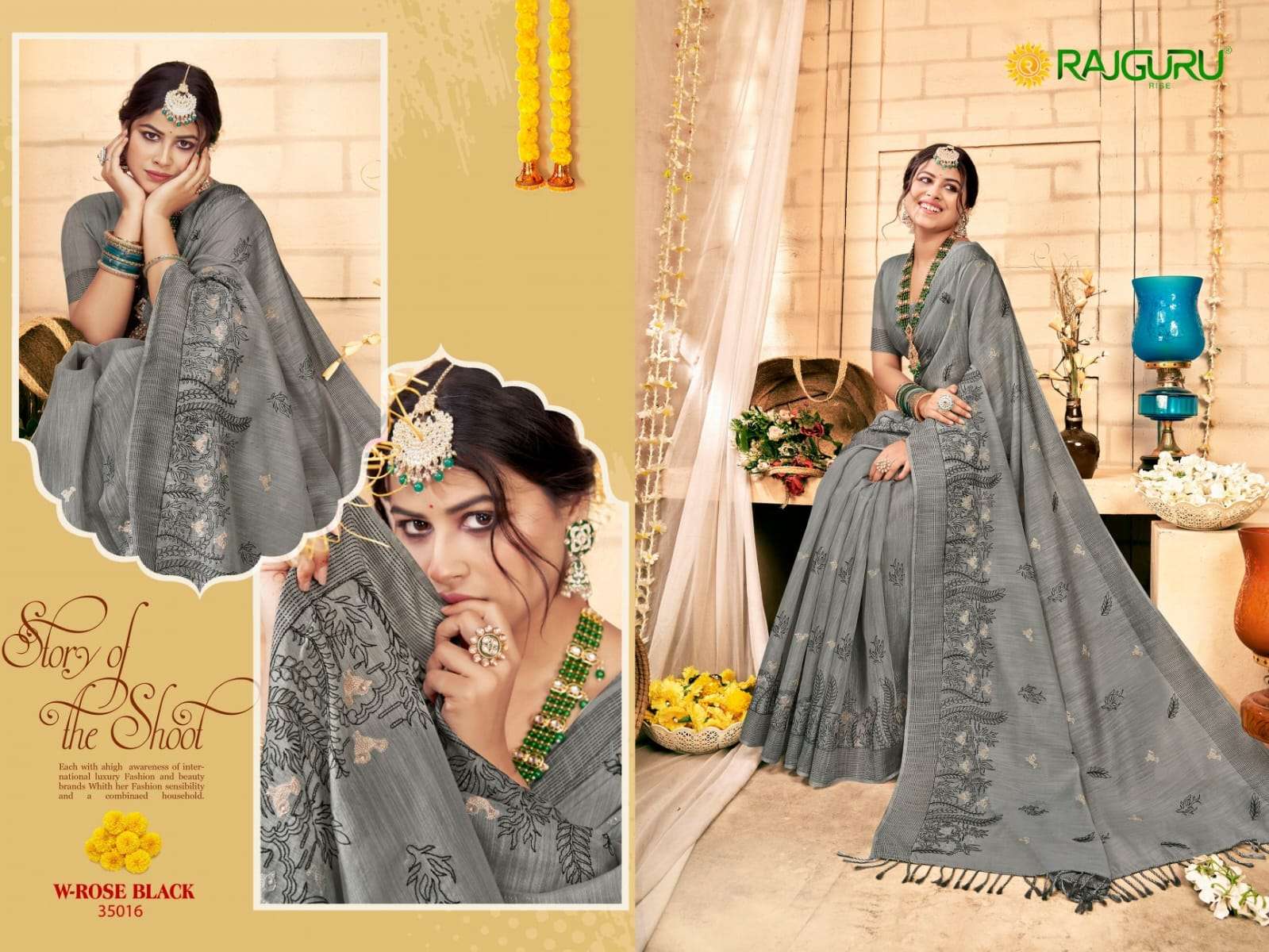 RAJGURU PRESENTS ROSE BLACK FANCY SAREES CATALOG WHOLESALER AND EXPORTER 