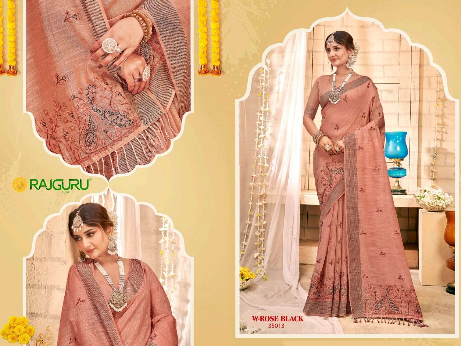 RAJGURU PRESENTS ROSE BLACK FANCY SAREES CATALOG WHOLESALER AND EXPORTER 