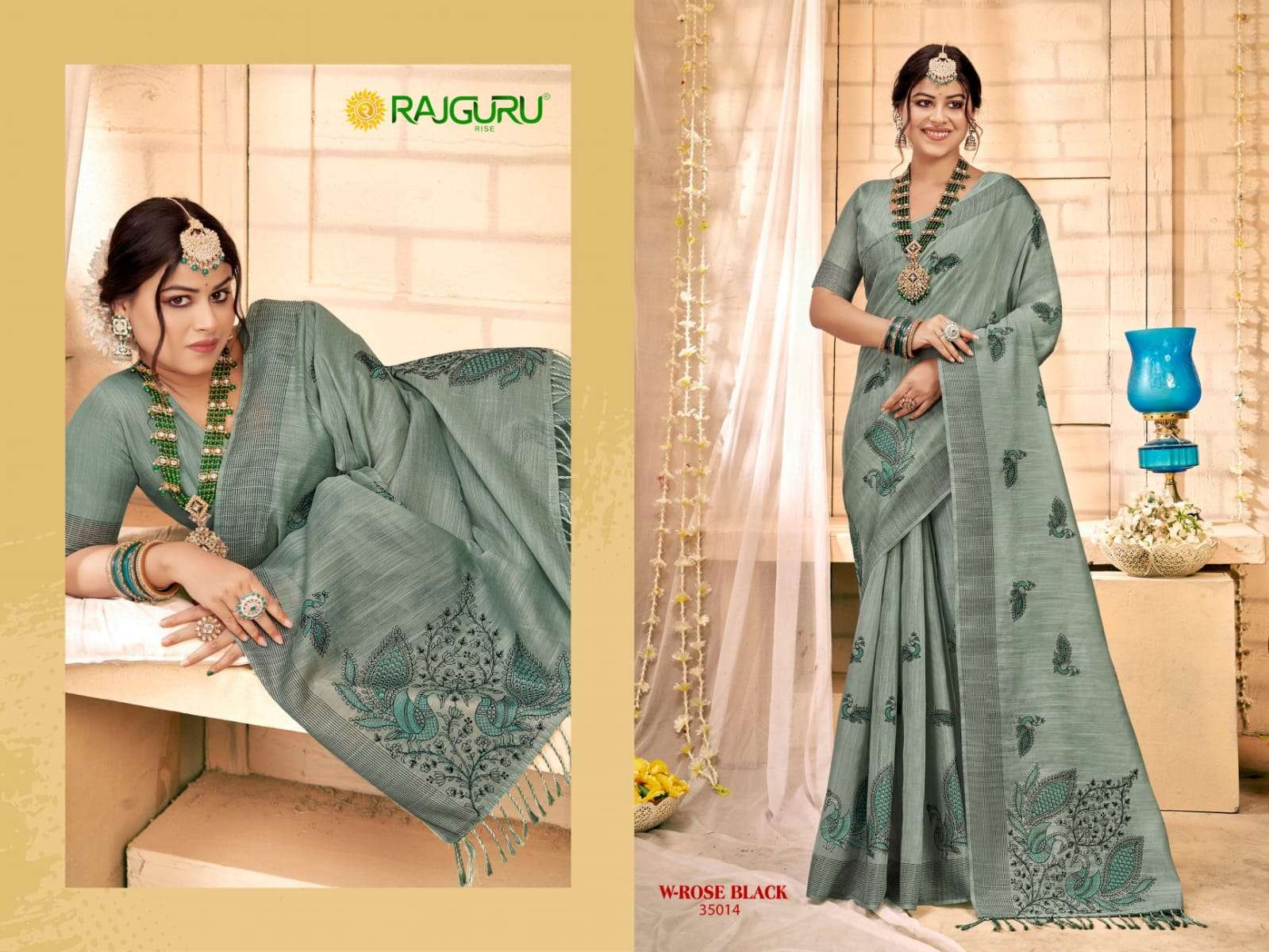 RAJGURU PRESENTS ROSE BLACK FANCY SAREES CATALOG WHOLESALER AND EXPORTER 