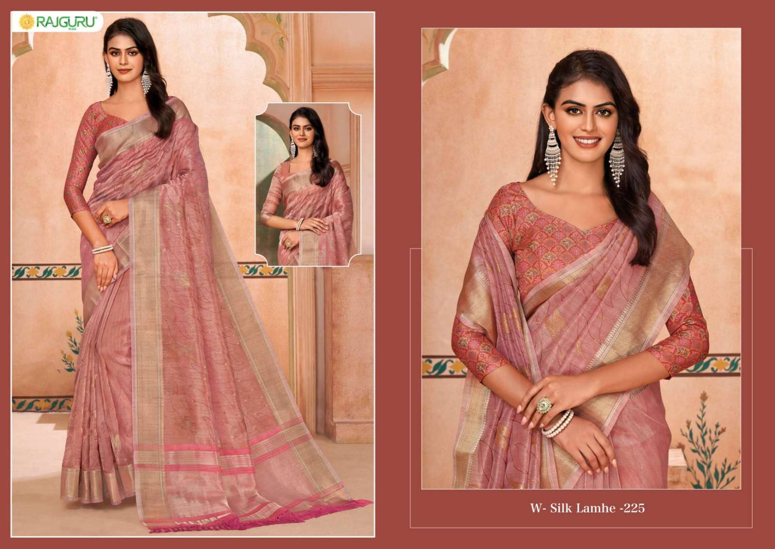 RAJGURU PRESENTS SILK LAMHE FANCY SAREES CATALOG WHOLESALER AND EXPORTER 