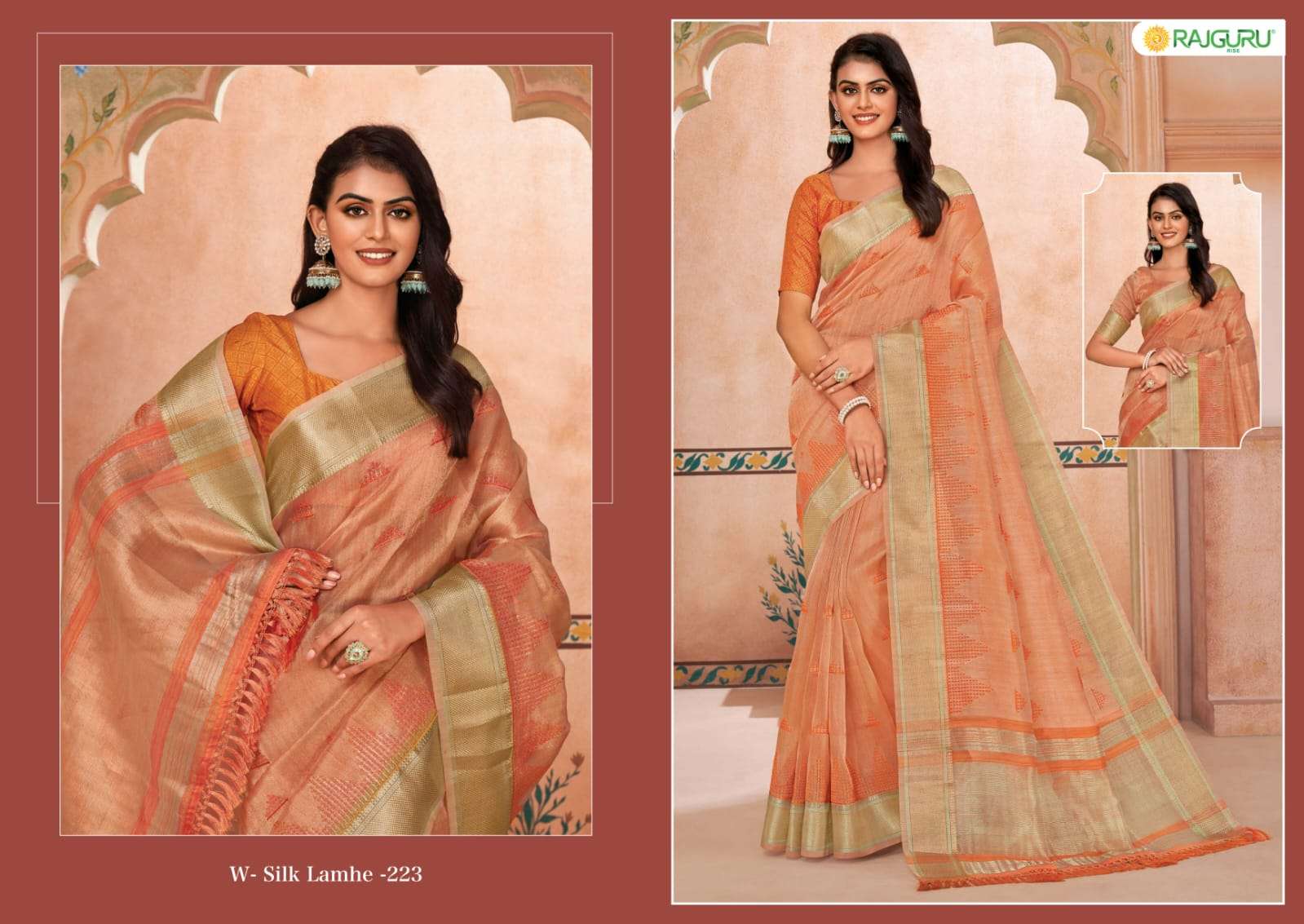RAJGURU PRESENTS SILK LAMHE FANCY SAREES CATALOG WHOLESALER AND EXPORTER 