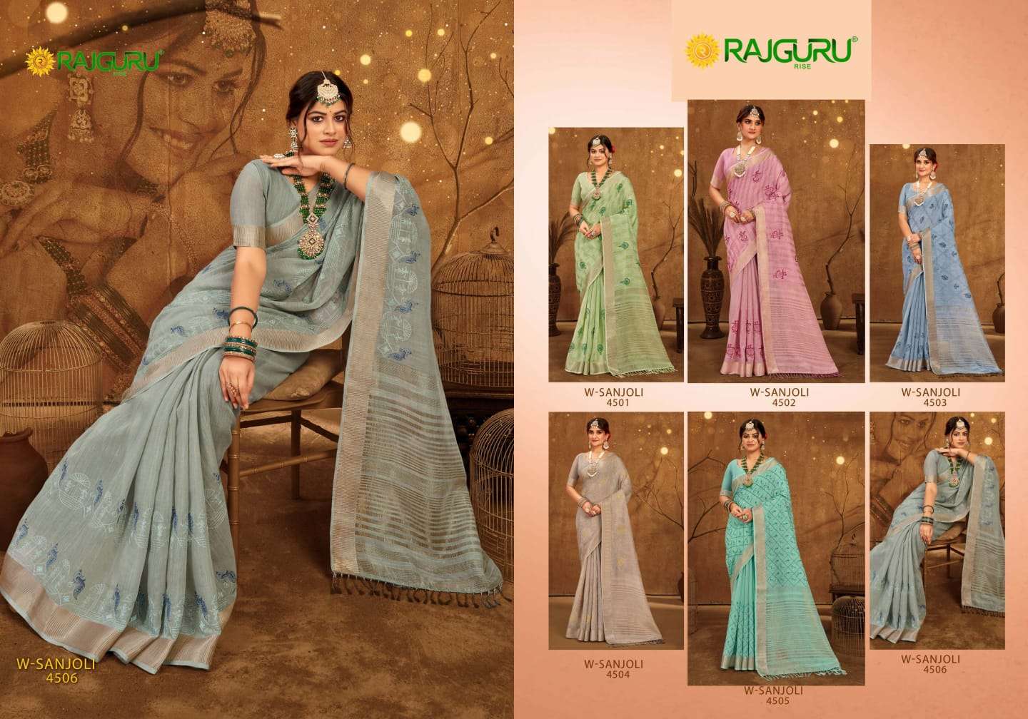 RAJGURU PRESENTS W SANJOLI FANCY SAREES CATALOG WHOLESALER AND EXPORTER 