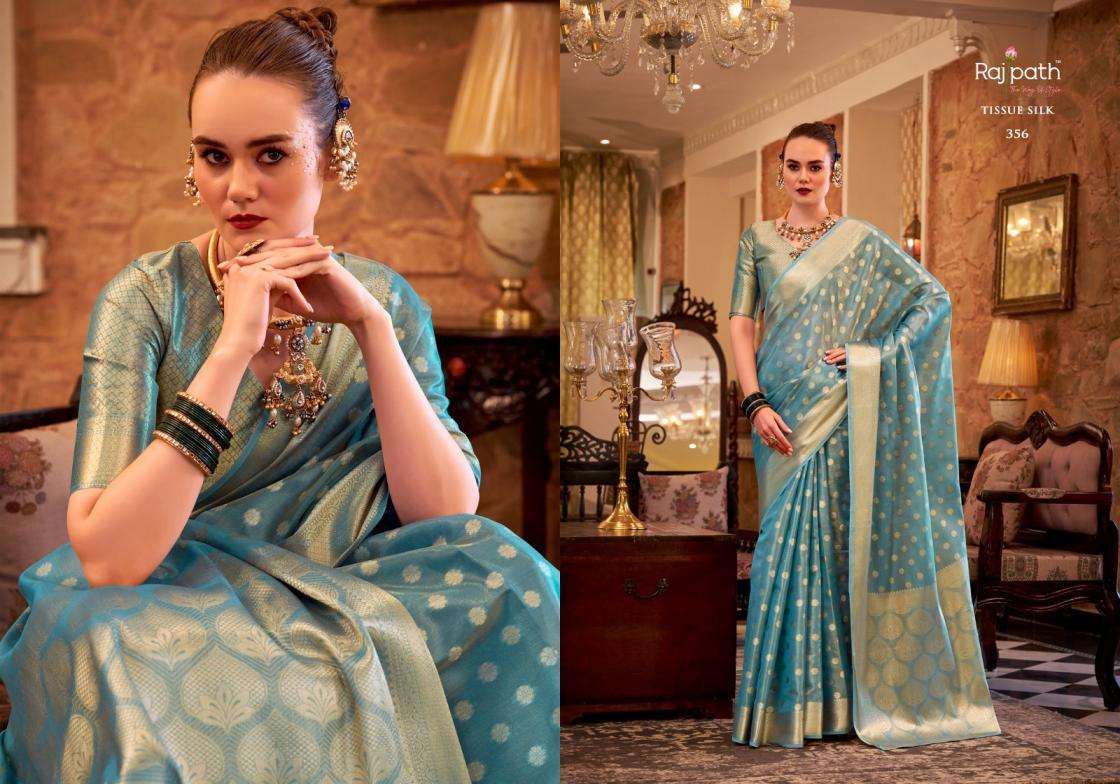 RAJPATH PRESENTS PLUTO SILK 352-357 SERIES PARTY WEAR SAREE AND FESTIVE WEAR SAREES CATALOG WHOLESALER AND EXPORTER 