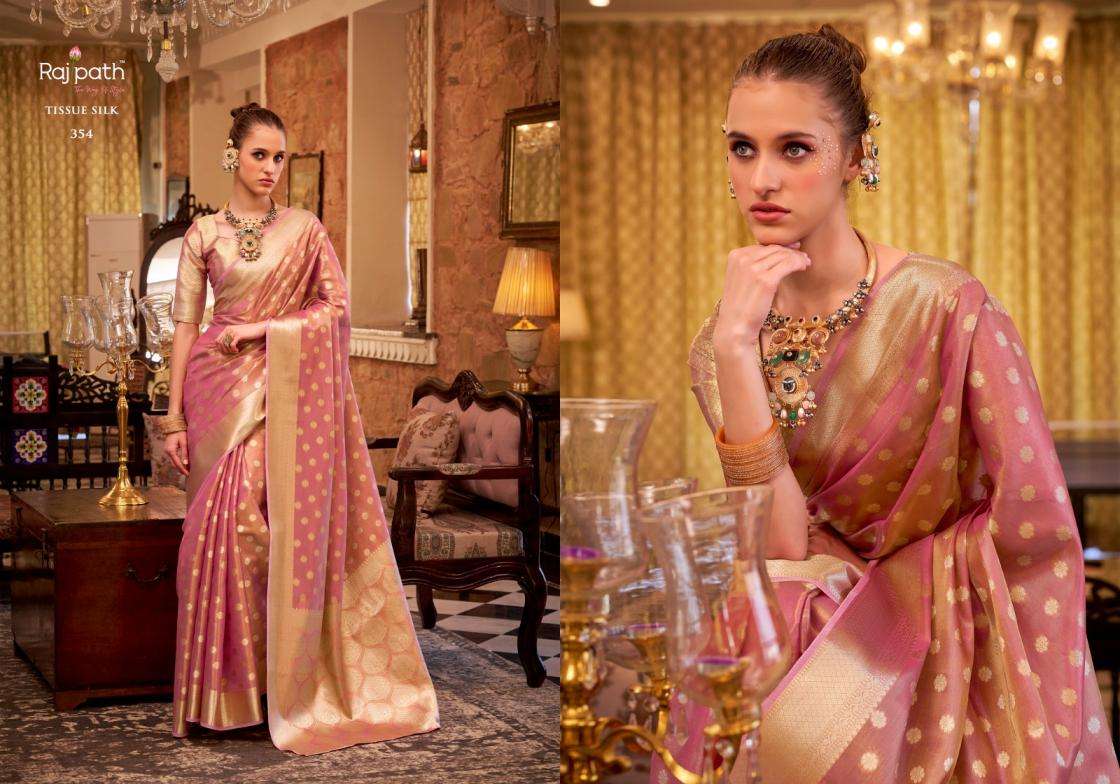 RAJPATH PRESENTS PLUTO SILK 352-357 SERIES PARTY WEAR SAREE AND FESTIVE WEAR SAREES CATALOG WHOLESALER AND EXPORTER 