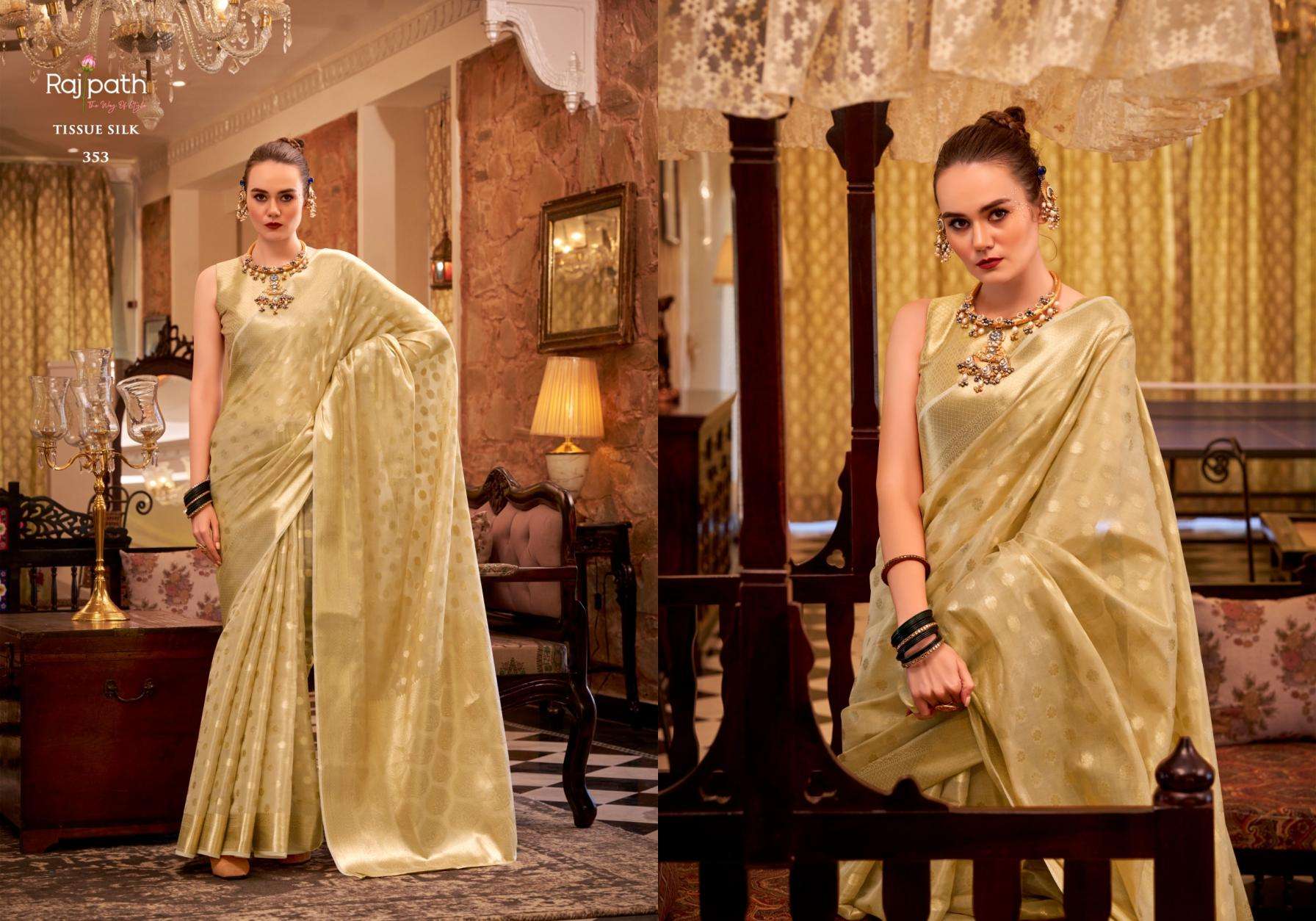 RAJPATH PRESENTS PLUTO SILK 352-357 SERIES PARTY WEAR SAREE AND FESTIVE WEAR SAREES CATALOG WHOLESALER AND EXPORTER 