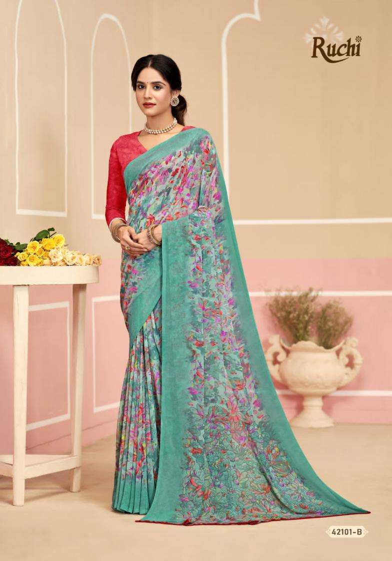 RUCHI PRESENTS RAGAA GEORGETTE VOL- 17 SOFT PRINTED SAREES CATALOG WHOLESALER AND EXPORTER 