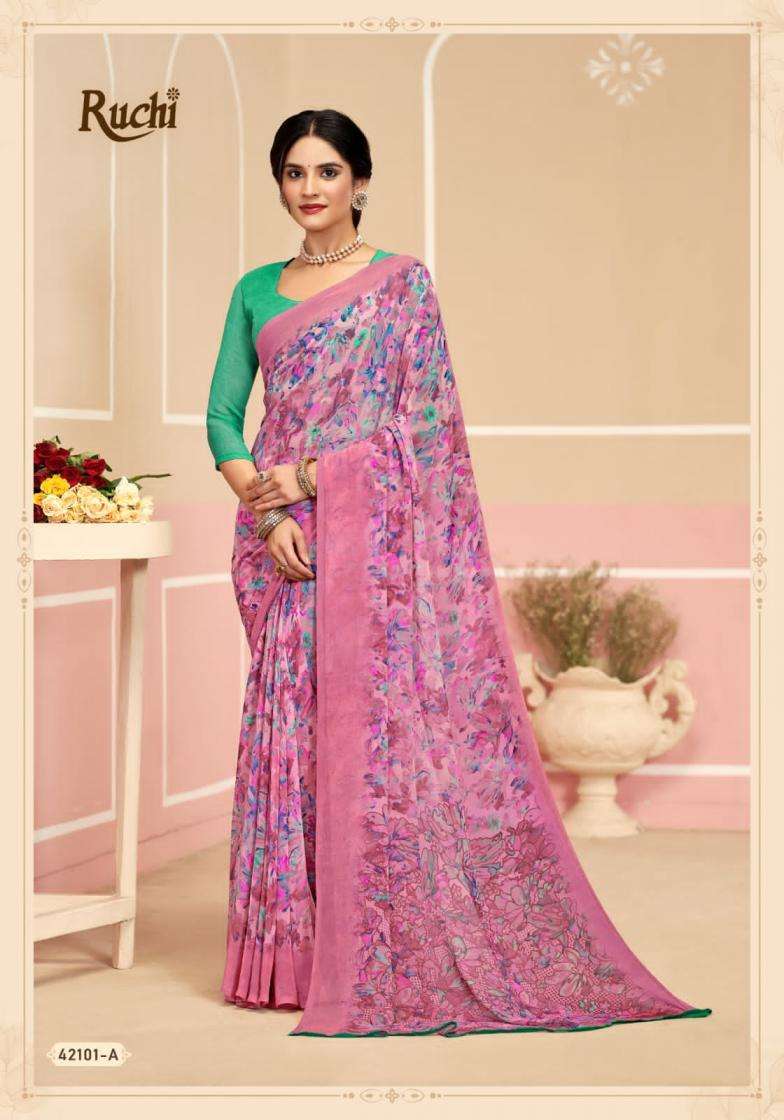 RUCHI PRESENTS RAGAA GEORGETTE VOL- 17 SOFT PRINTED SAREES CATALOG WHOLESALER AND EXPORTER 