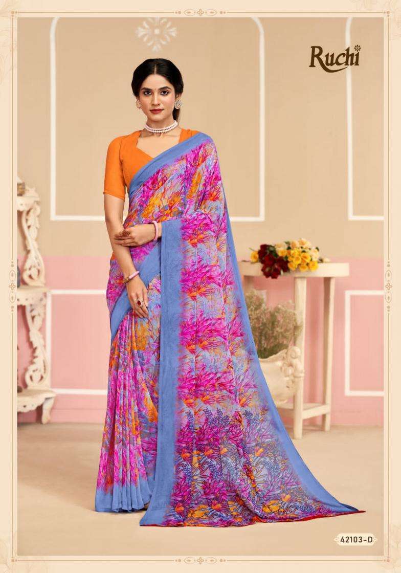 RUCHI PRESENTS RAGAA GEORGETTE VOL- 17 SOFT PRINTED SAREES CATALOG WHOLESALER AND EXPORTER 