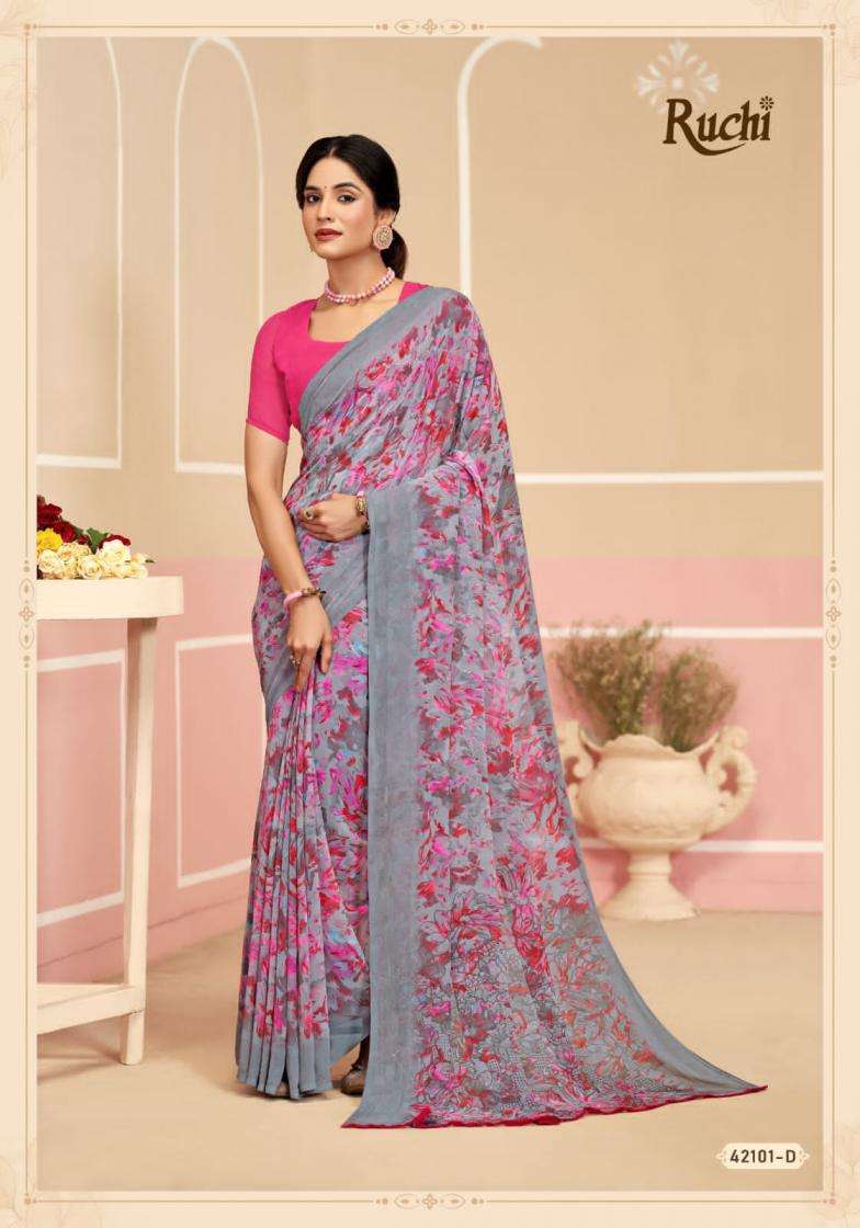 RUCHI PRESENTS RAGAA GEORGETTE VOL- 17 SOFT PRINTED SAREES CATALOG WHOLESALER AND EXPORTER 
