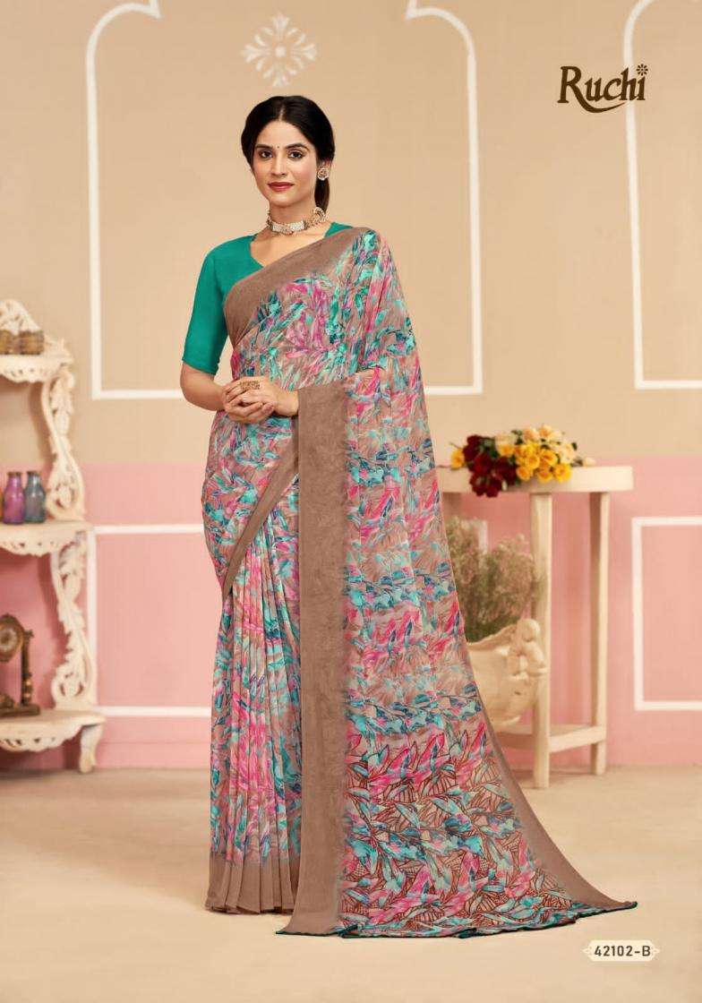 RUCHI PRESENTS RAGAA GEORGETTE VOL- 17 SOFT PRINTED SAREES CATALOG WHOLESALER AND EXPORTER 
