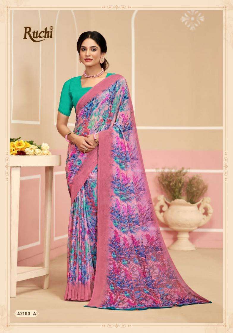 RUCHI PRESENTS RAGAA GEORGETTE VOL- 17 SOFT PRINTED SAREES CATALOG WHOLESALER AND EXPORTER 
