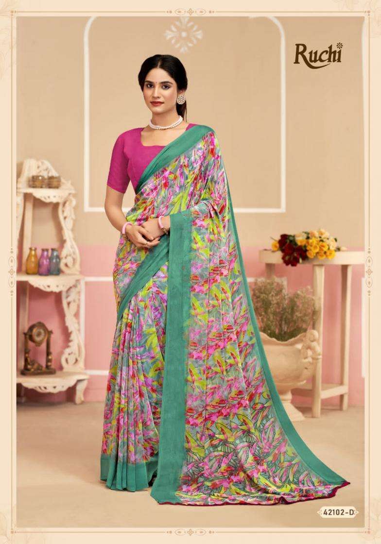 RUCHI PRESENTS RAGAA GEORGETTE VOL- 17 SOFT PRINTED SAREES CATALOG WHOLESALER AND EXPORTER 