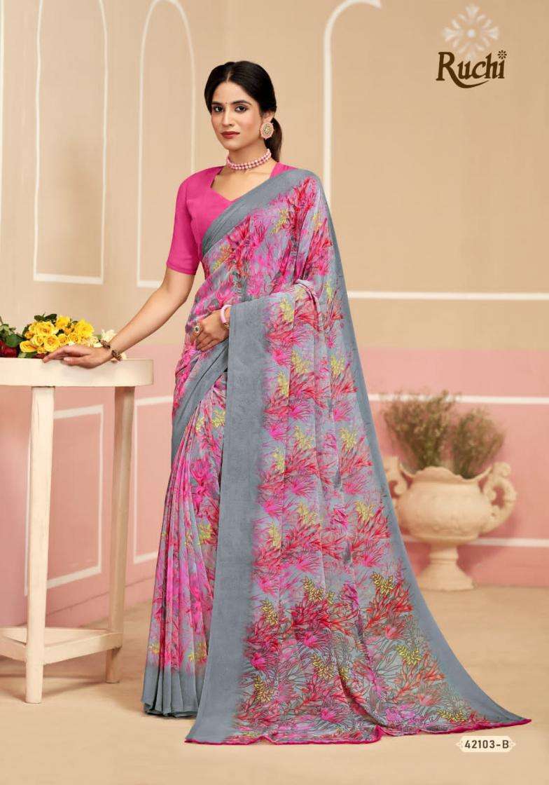 RUCHI PRESENTS RAGAA GEORGETTE VOL- 17 SOFT PRINTED SAREES CATALOG WHOLESALER AND EXPORTER 