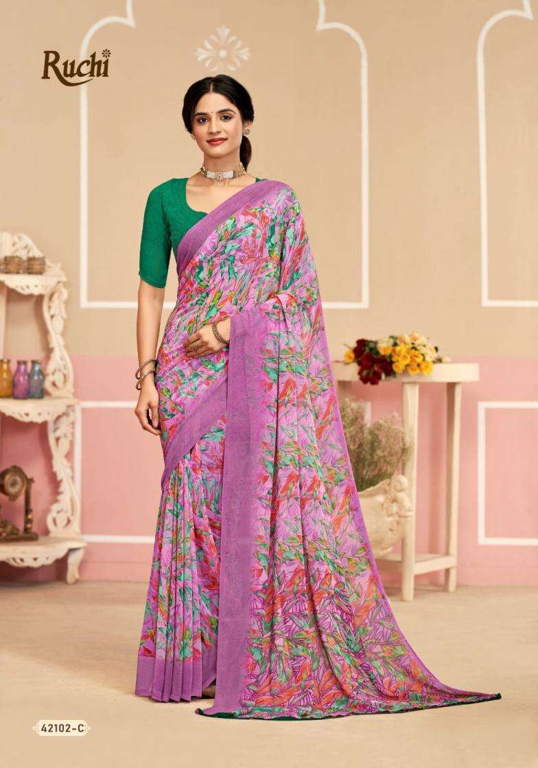 RUCHI PRESENTS RAGAA GEORGETTE VOL- 17 SOFT PRINTED SAREES CATALOG WHOLESALER AND EXPORTER 