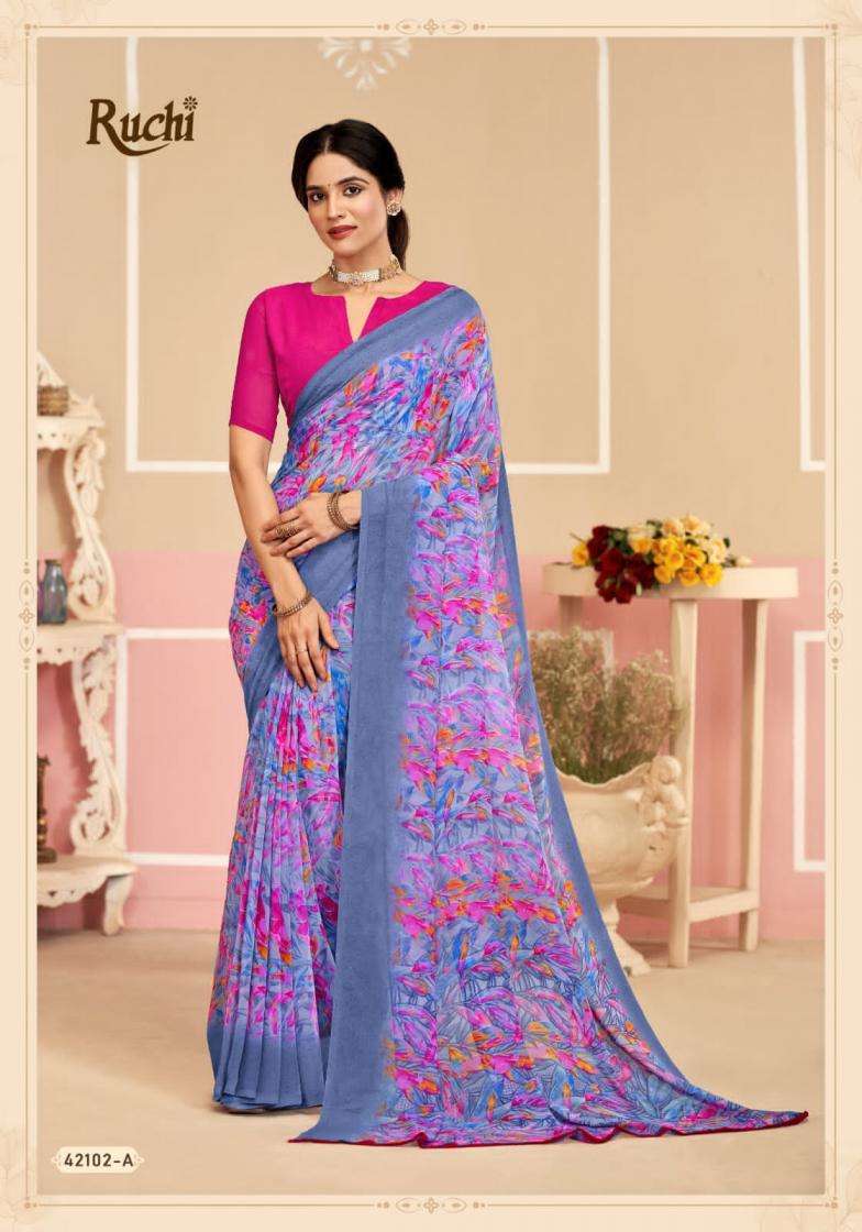 RUCHI PRESENTS RAGAA GEORGETTE VOL- 17 SOFT PRINTED SAREES CATALOG WHOLESALER AND EXPORTER 
