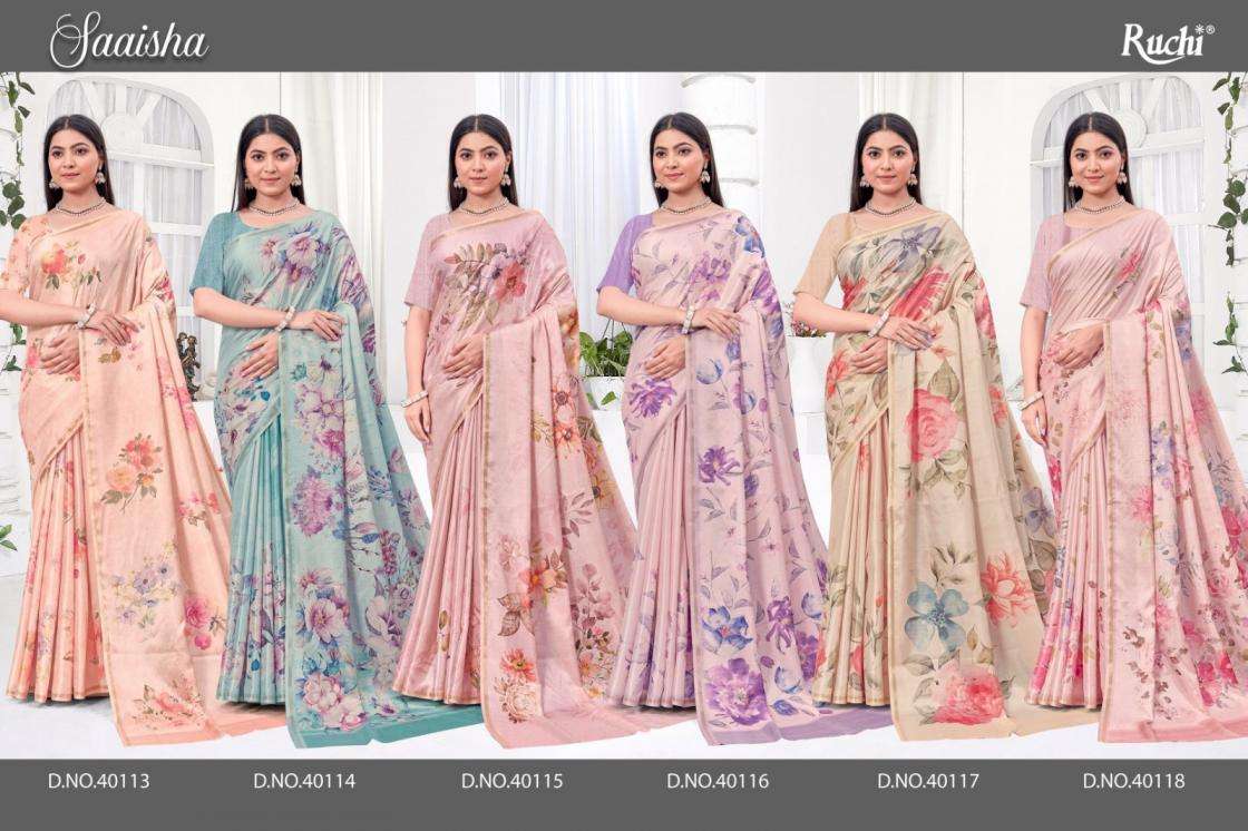 RUCHI PRESENTS SAISHA VOL-2 REGULAR WEAR TUSSAR SILK SAREES CATALOG WHOLESALER AND EXPORTER 