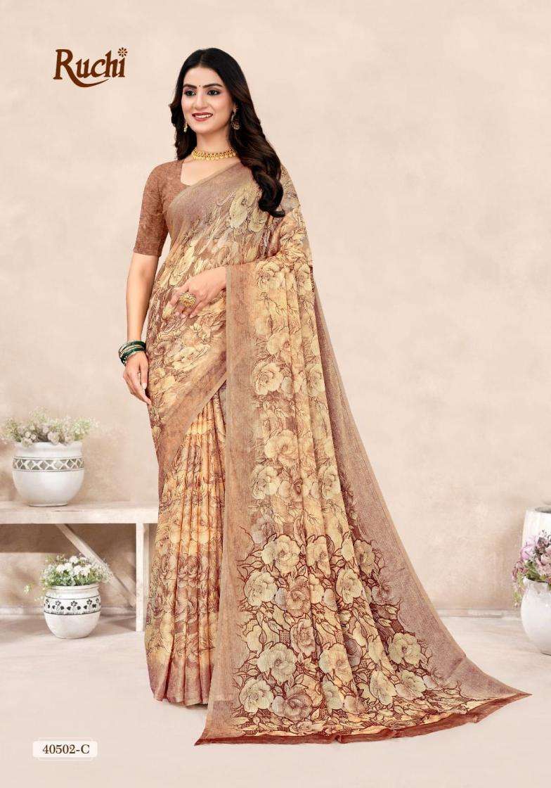 Ruchi Presents Star Chiffon Vol -196 Chiffon Printed Saree Catalog Wholesaler And Exporter 