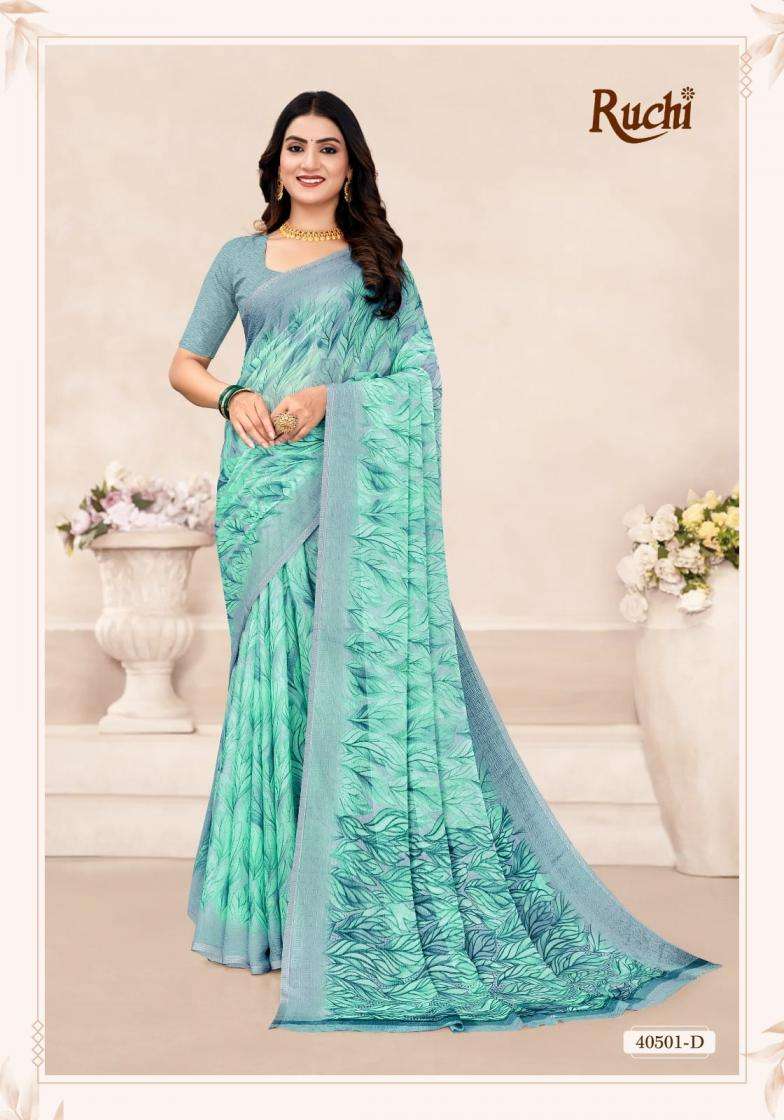 Ruchi Presents Star Chiffon Vol -196 Chiffon Printed Saree Catalog Wholesaler And Exporter 