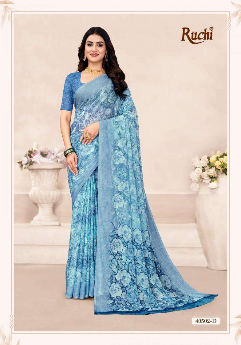 Ruchi Presents Star Chiffon Vol -196 Chiffon Printed Saree Catalog Wholesaler And Exporter 