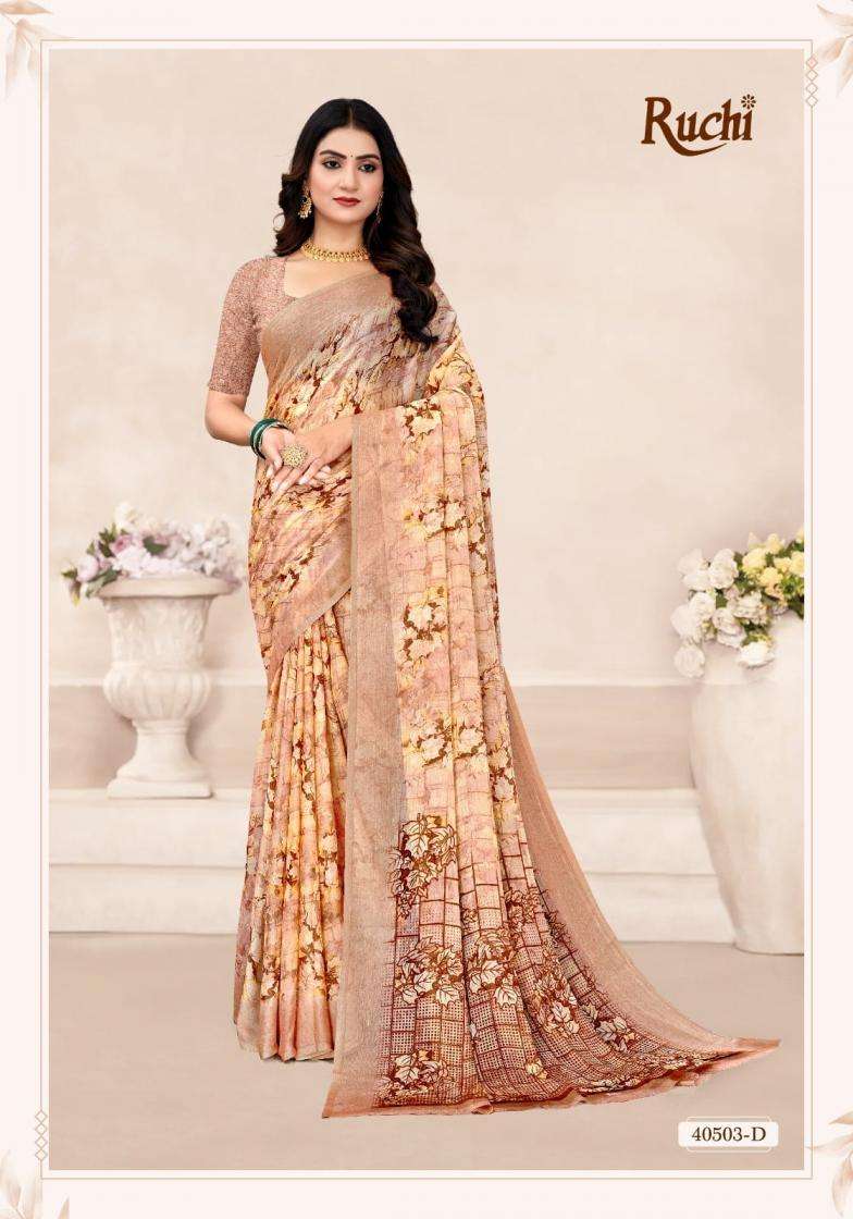 Ruchi Presents Star Chiffon Vol -196 Chiffon Printed Saree Catalog Wholesaler And Exporter 