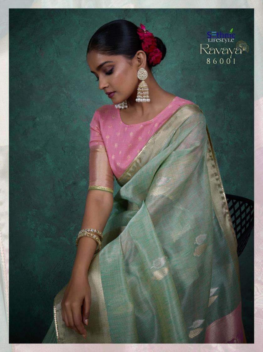 Sethnic Lifestyle Present Ravaya Party Wear Linen Blend Woven Saree Catalog Wholesaler And Exporter 