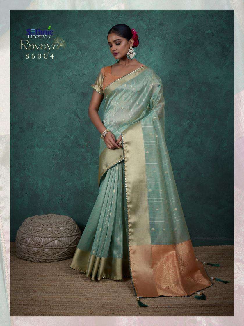 Sethnic Lifestyle Present Ravaya Party Wear Linen Blend Woven Saree Catalog Wholesaler And Exporter 