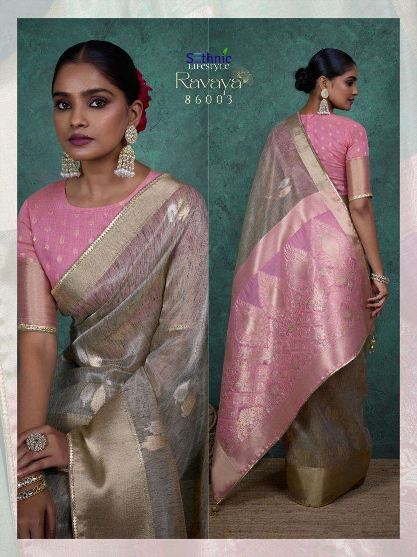 Sethnic Lifestyle Present Ravaya Party Wear Linen Blend Woven Saree Catalog Wholesaler And Exporter 
