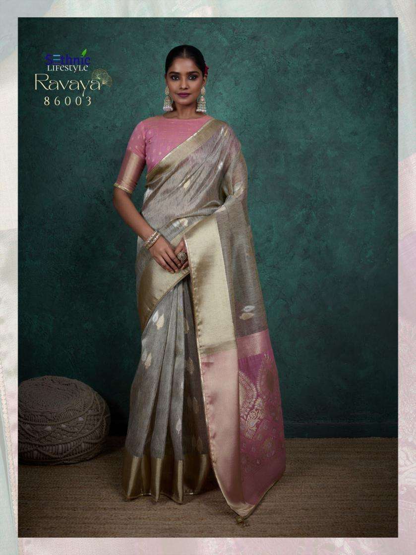 Sethnic Lifestyle Present Ravaya Party Wear Linen Blend Woven Saree Catalog Wholesaler And Exporter 