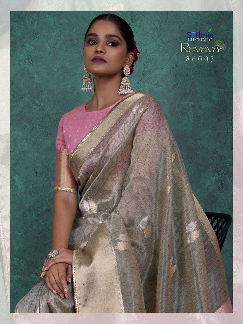 Sethnic Lifestyle Present Ravaya Party Wear Linen Blend Woven Saree Catalog Wholesaler And Exporter 