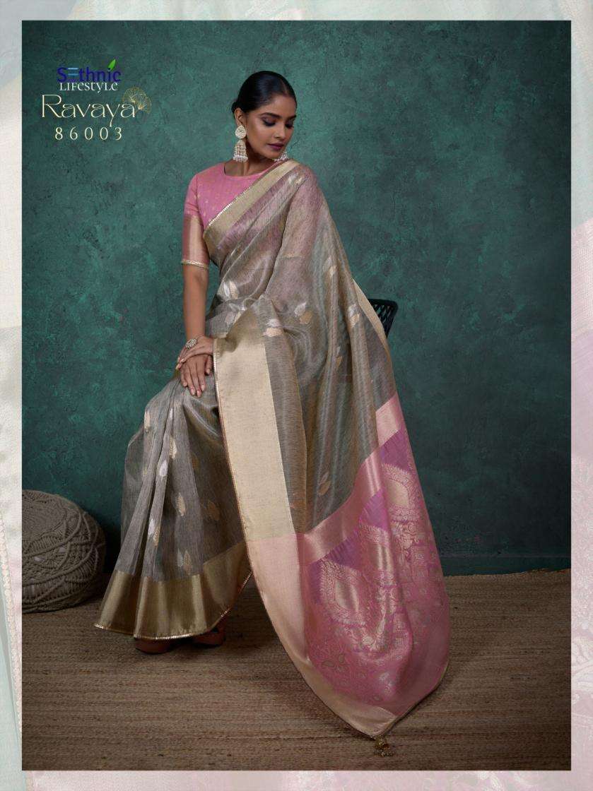 Sethnic Lifestyle Present Ravaya Party Wear Linen Blend Woven Saree Catalog Wholesaler And Exporter 