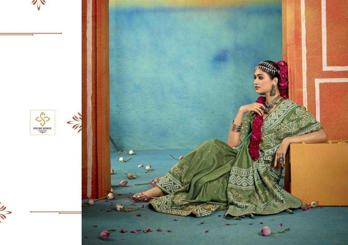 shubh shree creation presents sarangi wealvet tusser silk fashionable sarees catalog wholesaler and exporter 