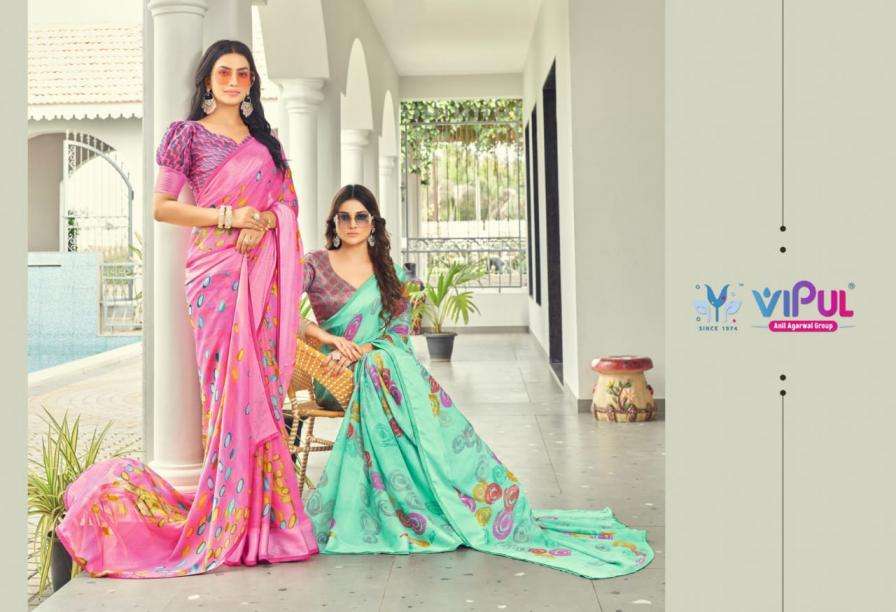 VIPUL FASHION PRESENTS NAYASA SHIMMER COLOUR ADDITION FANCY SAREES CATALOG WHOLESALER AND EXPORTER 