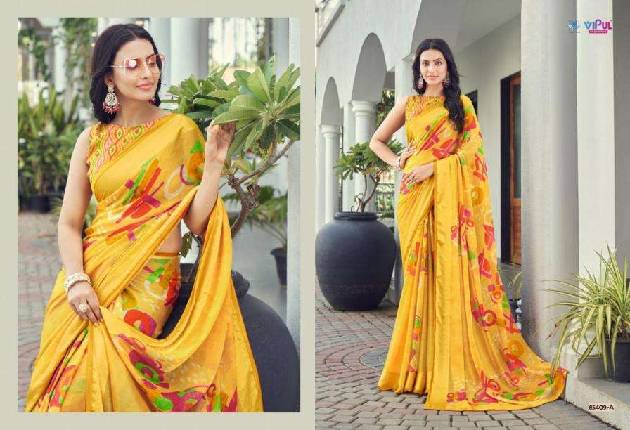 VIPUL FASHION PRESENTS NAYASA SHIMMER COLOUR ADDITION FANCY SAREES CATALOG WHOLESALER AND EXPORTER 