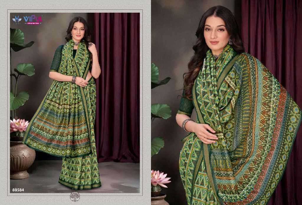 Vipul Presents Amrapali Vol-2 Wholesale Cotton Fabrics Indian Sarees Catalog Wholesaler And Exporter 