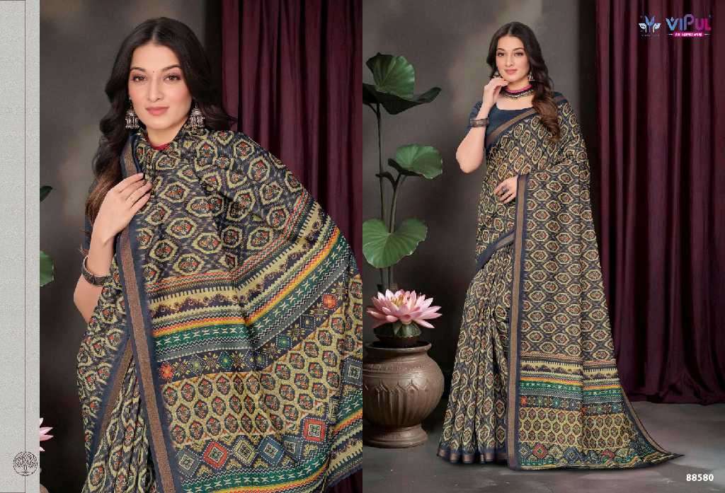 Vipul Presents Amrapali Vol-2 Wholesale Cotton Fabrics Indian Sarees Catalog Wholesaler And Exporter 