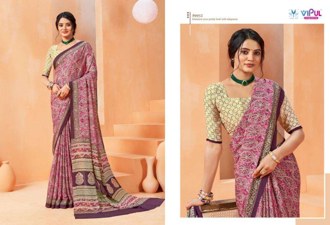VIPUL PRESENTS ANTIQUE ROYAL VOL-14 CREWA GEORGETTE STYLISH SAREE CATALOG WHOLESALER AND EXPORTER 