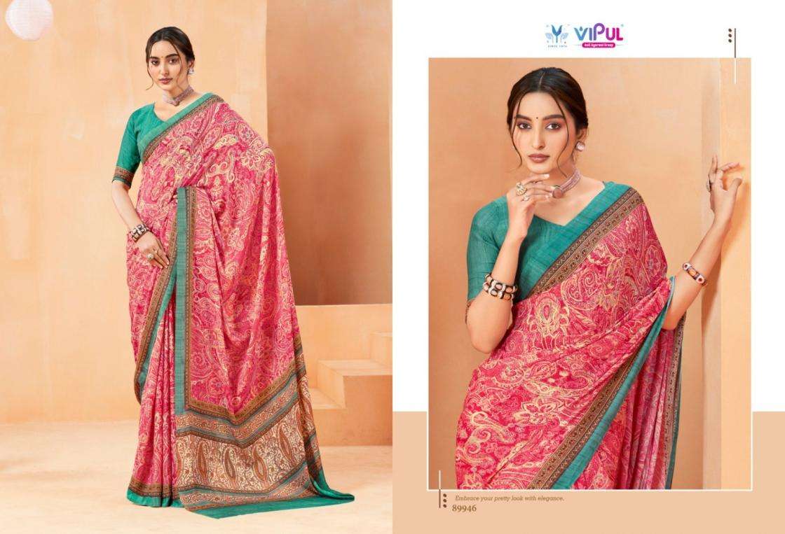 VIPUL PRESENTS ANTIQUE ROYAL VOL-14 CREWA GEORGETTE STYLISH SAREE CATALOG WHOLESALER AND EXPORTER 