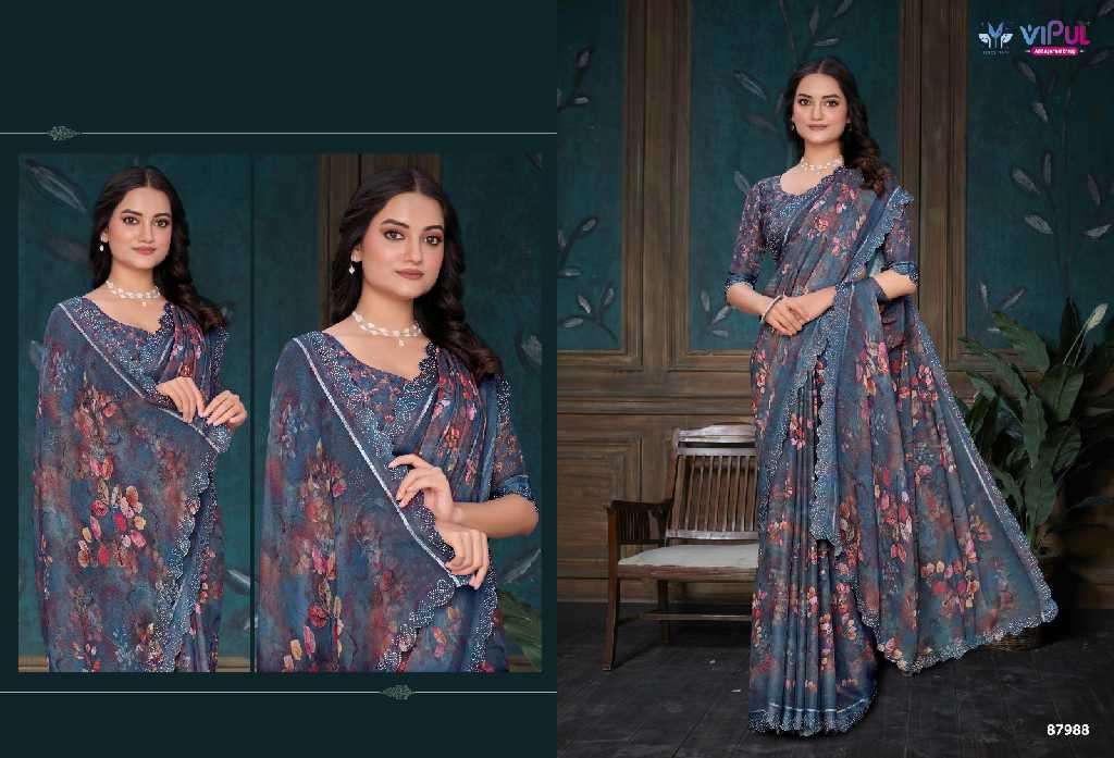 Vipul Presents Estella Wholesale Dal Moss Wholesale Indian Ethnic Sarees Catalog Wholesaler And Exporter 